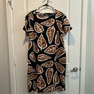 Who What Wear XL Fall linen Leaf midi pocket dress boho Lagenlook vacation